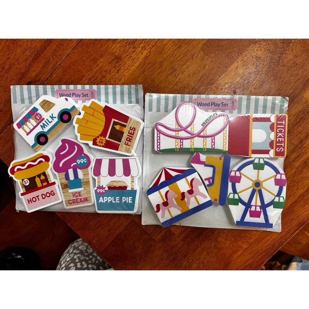 Crescent Enterprise Wood Play Set Carnival Fair Food 10 Piece Bundle New